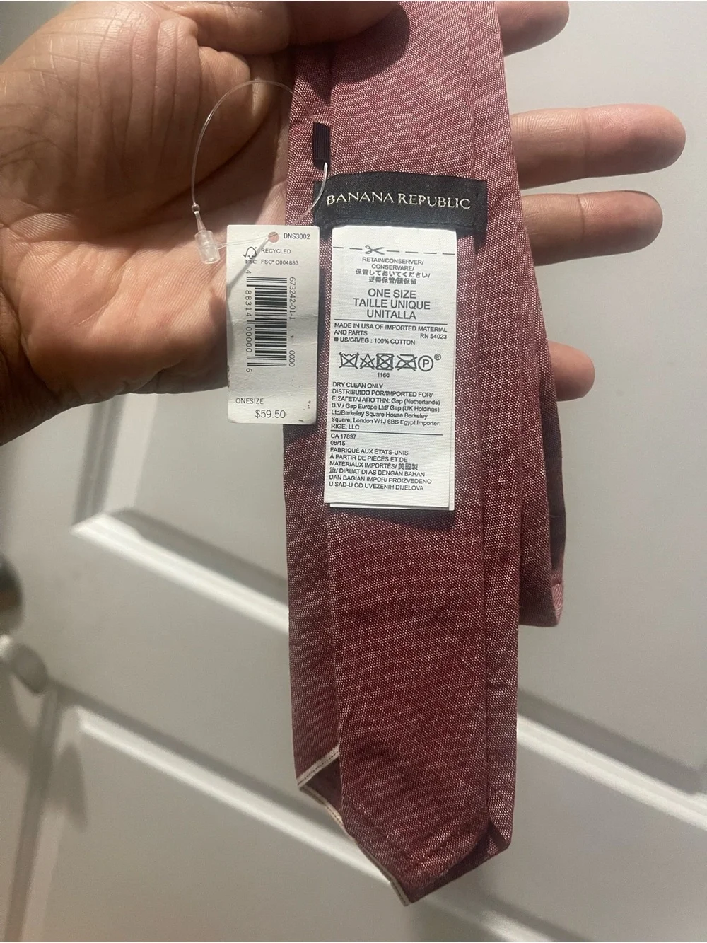 NWT Banana Republic Linen/Chambray Necktie in Dusty Rose Sz OS